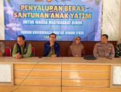 Ribuan Warga Binor Terima Bantuan Beras, FKR Dan Pemdes Salurkan Santunan Anak Yatim